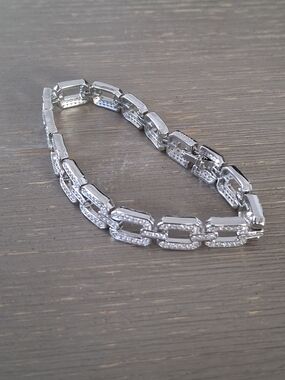 Silver-Tone Pave Link Bracelet - Women's Jewelry